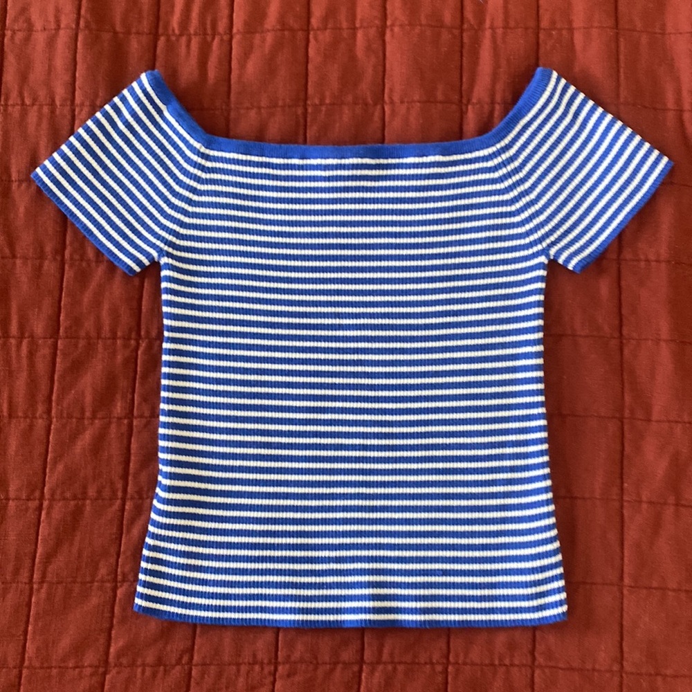 Madewell Off-the-Shoulder Sweater in Stripe - Picture 5 of 5